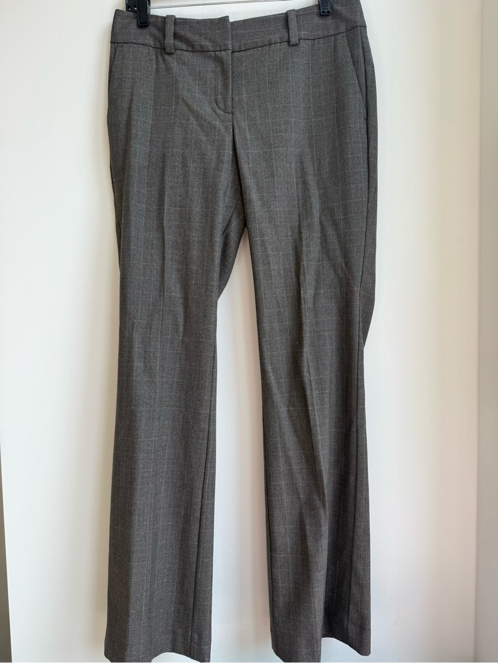 Ann Taylor Gray Windowpane Straight Leg Dress Pants